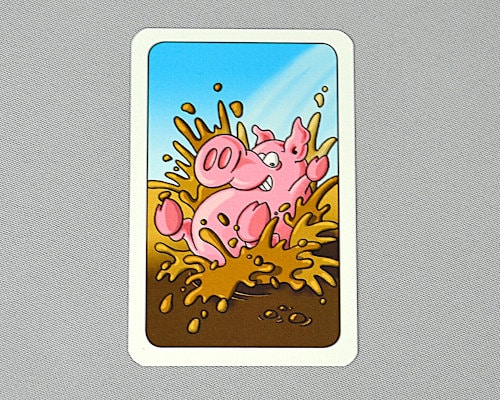 gezeichnetes rosa Ferkel, das so in braunen Matsch fällt, dass es spritzt